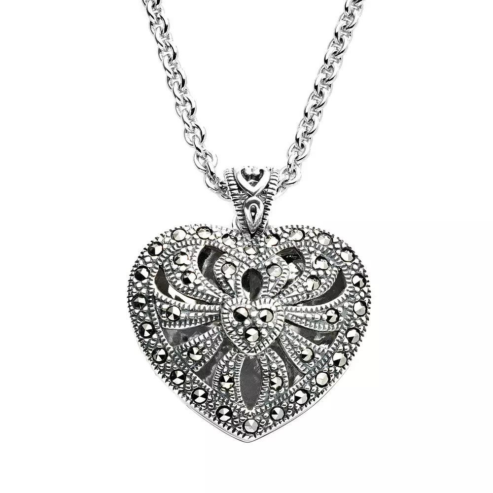 Lavish by TJM Sterling Silver Openwork Heart Locket, Women's Product Image