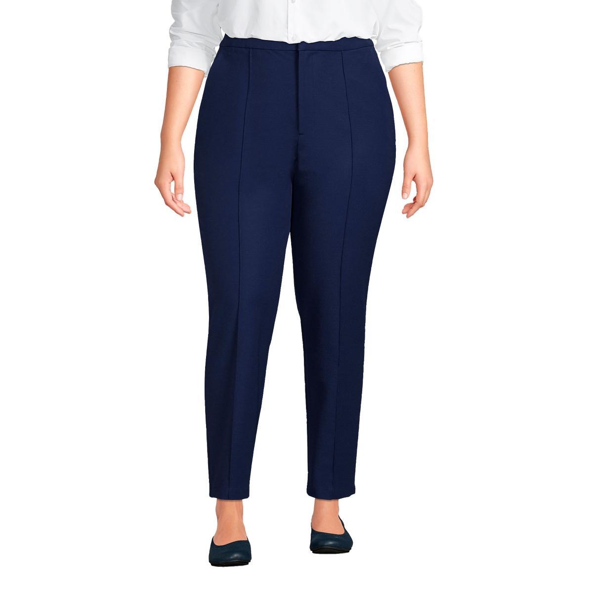 Plus Size Lands' End High-Rise Stretch Pintuck Pencil Ankle Pants, Women's, Size: 16 W, Black Product Image
