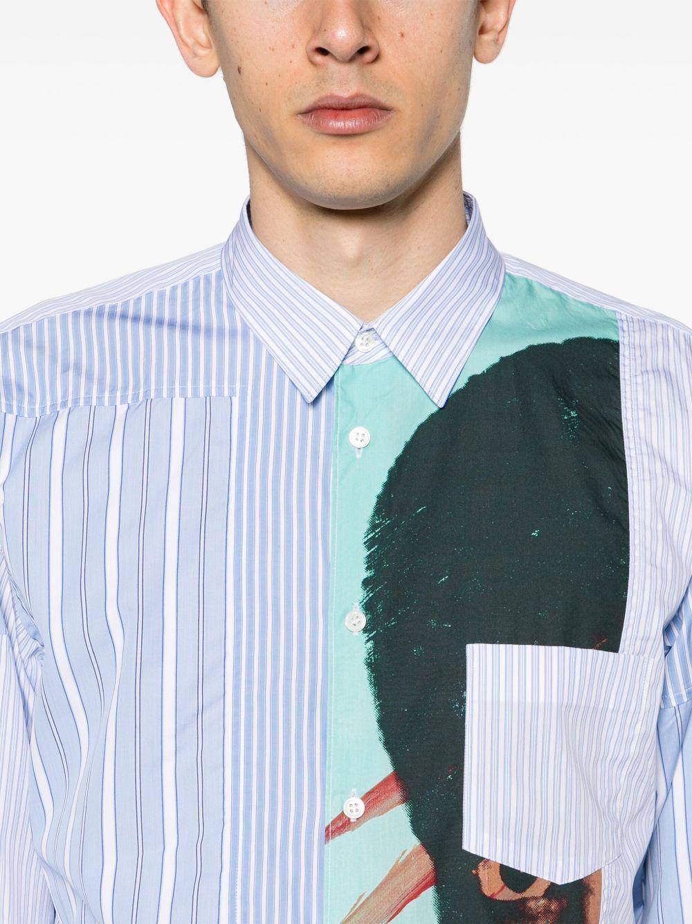 mixed-prints panelled shirt Product Image
