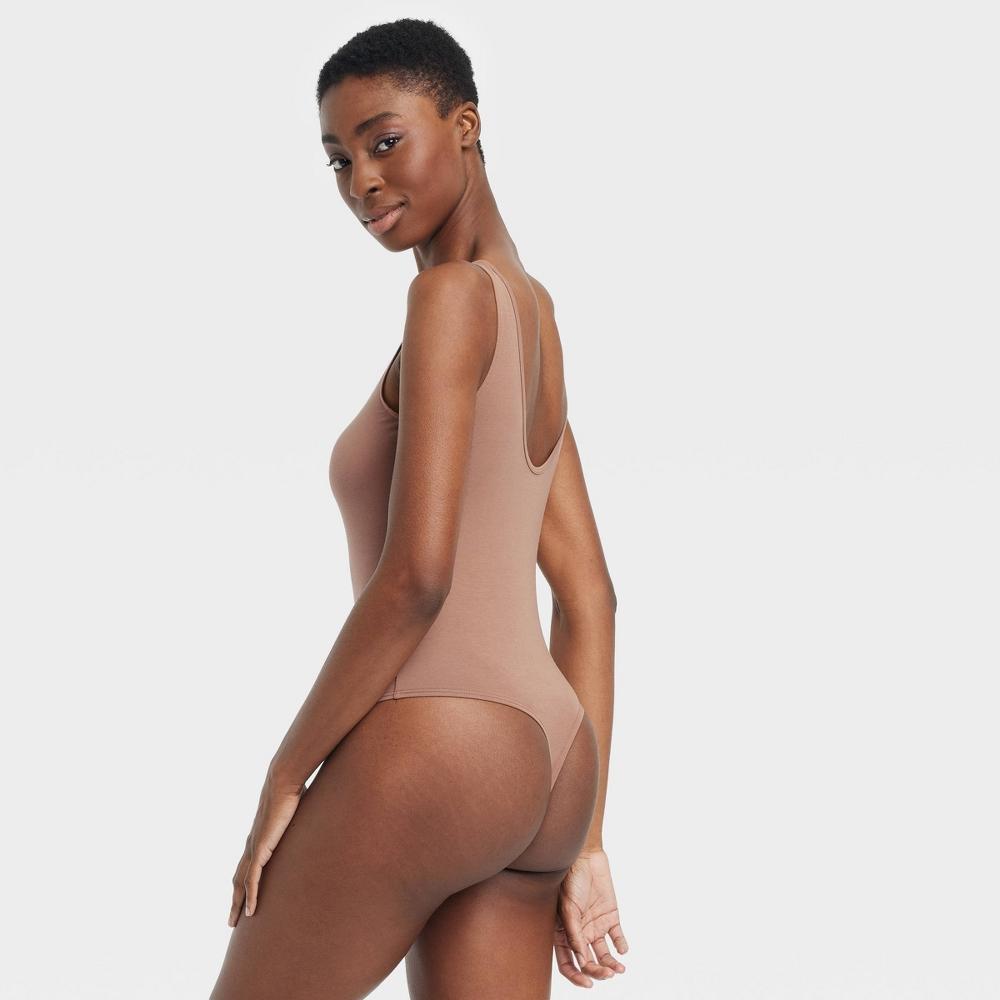 Women's Cotton Stretch Tank Bodysuit - Auden™ Brown Product Image