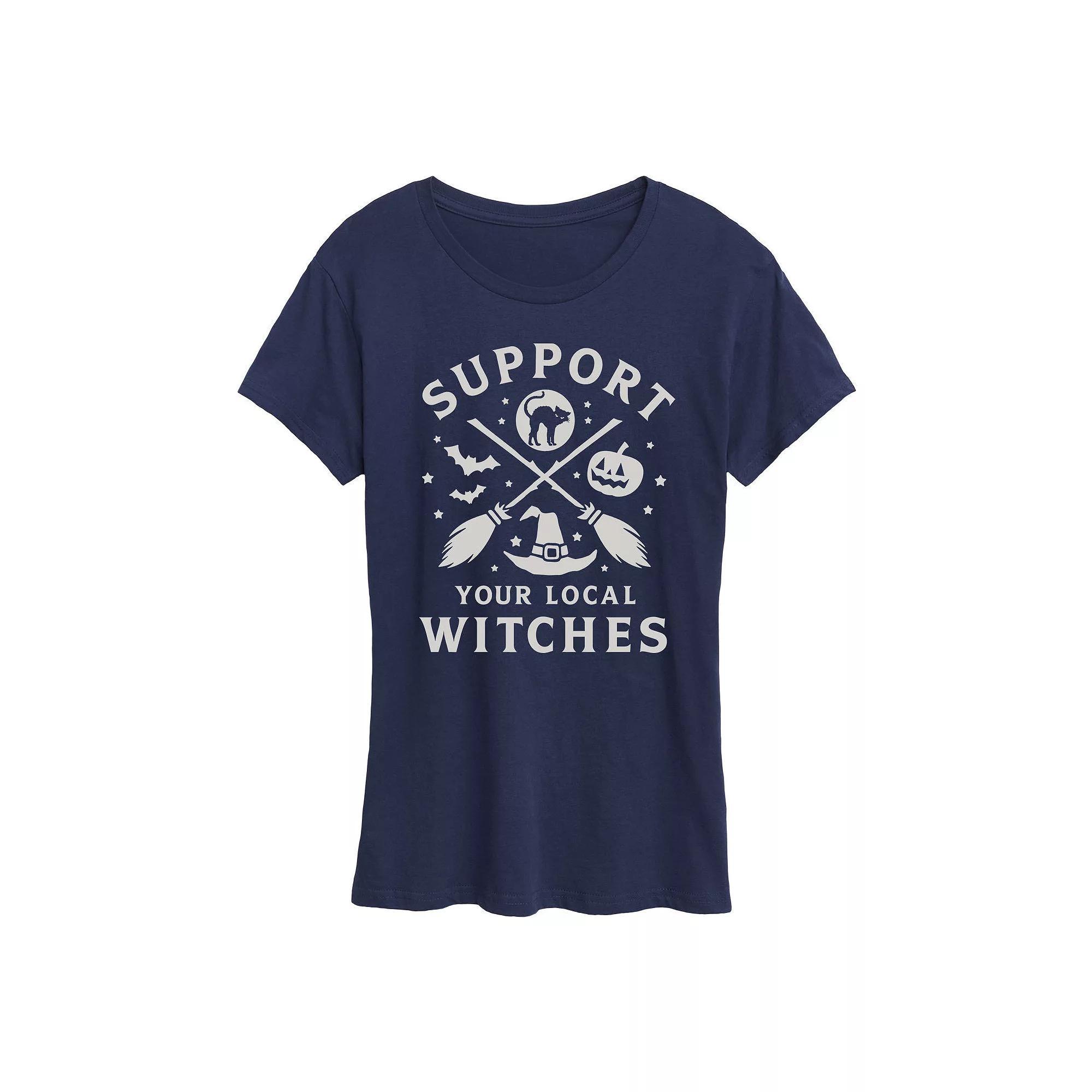 Womens Support Your Local Witches Halloween Tee, Girls Blue Product Image