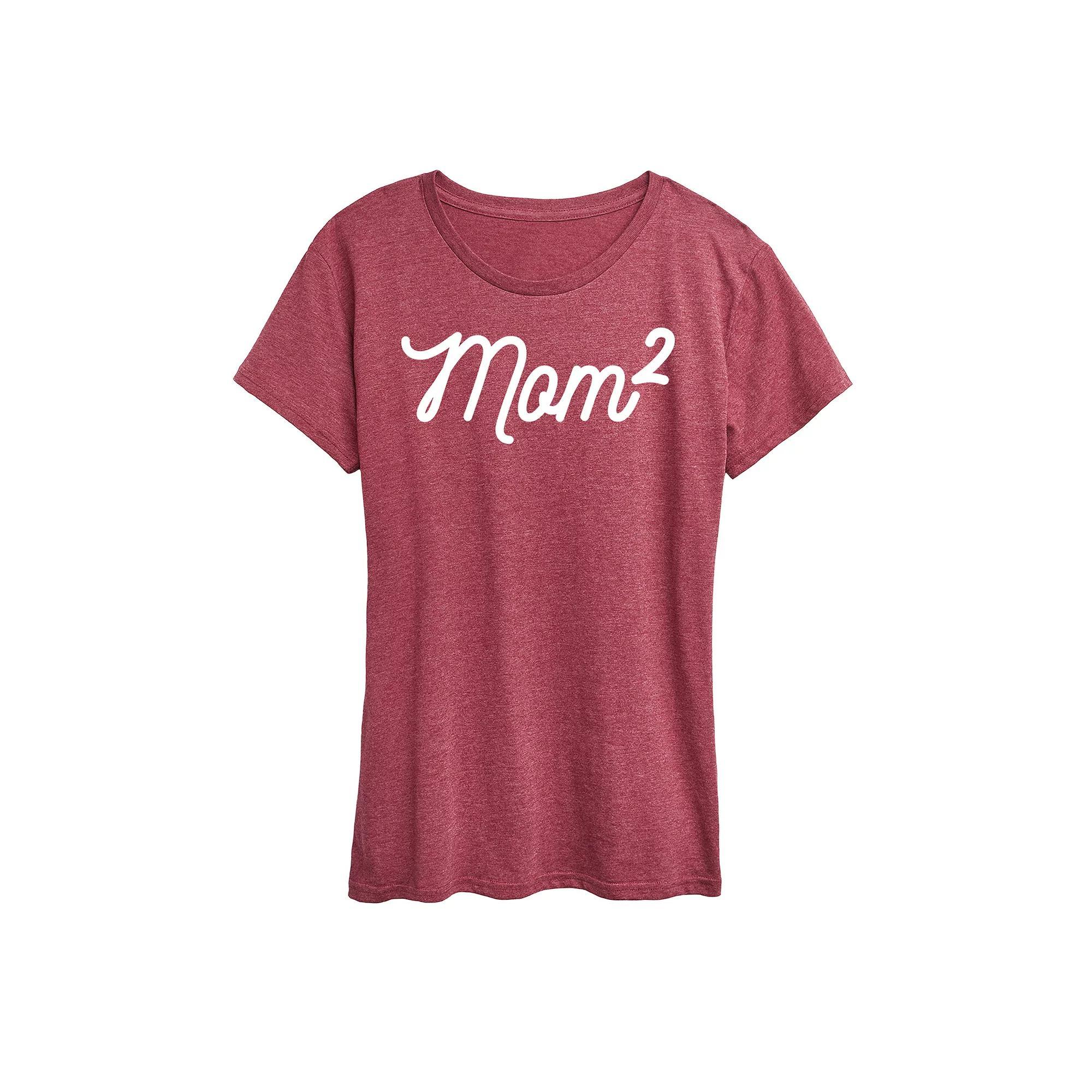Womens Mom To The 2nd Power Graphic Tee Grey Royal Blue Product Image