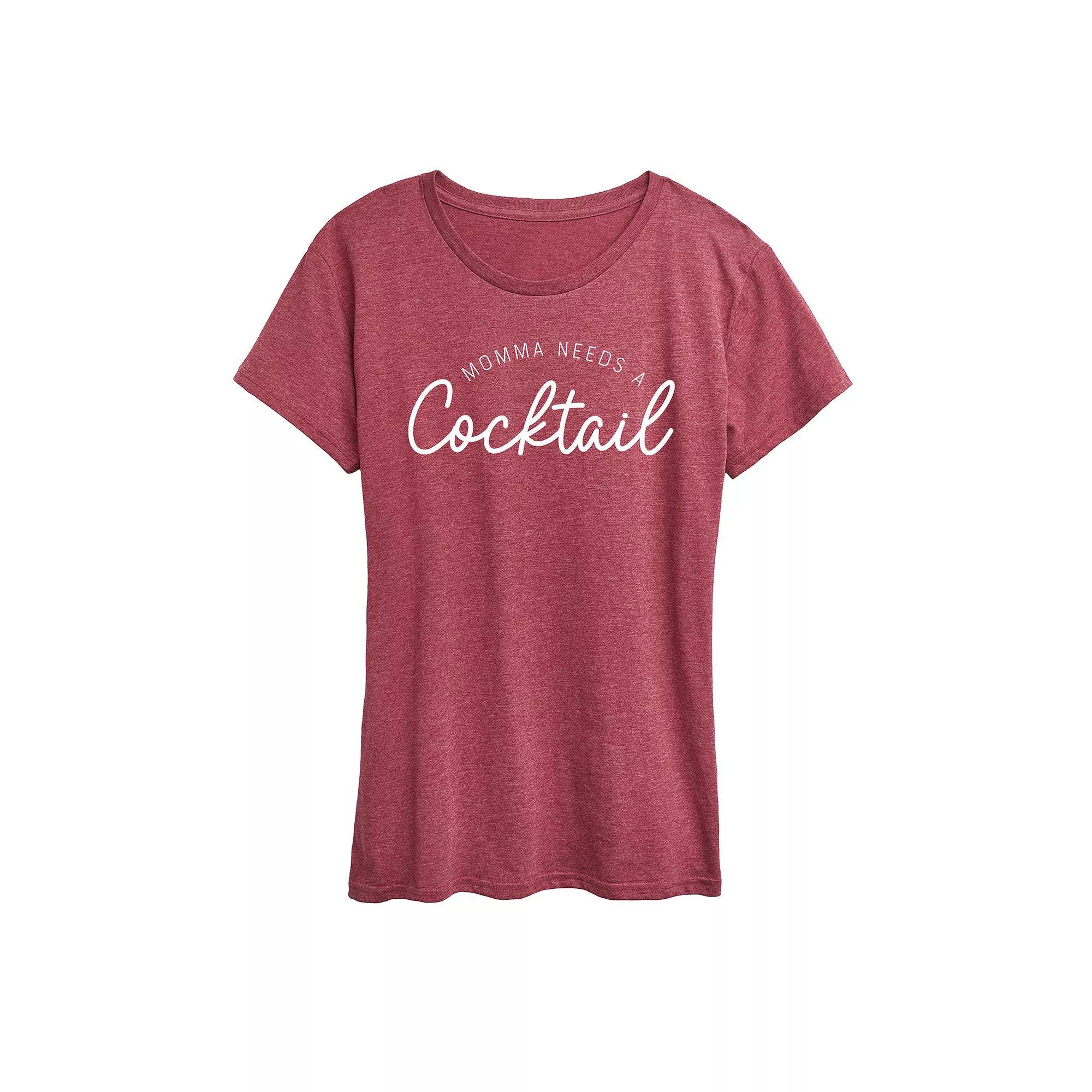 Womens Momma Needs A Cocktail Graphic Tee Grey Blue Product Image