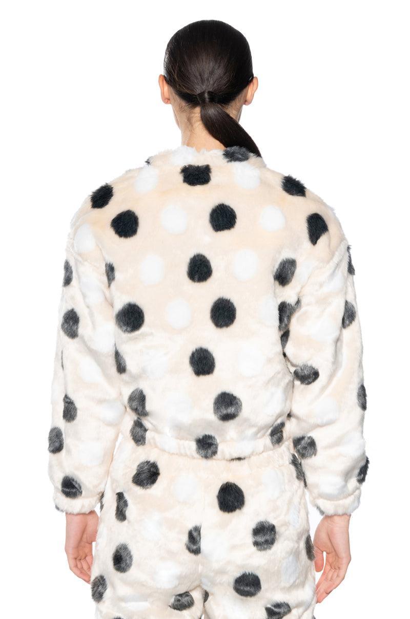 DOTTY FAUX FUR OVERSIZED PULLOVER Product Image