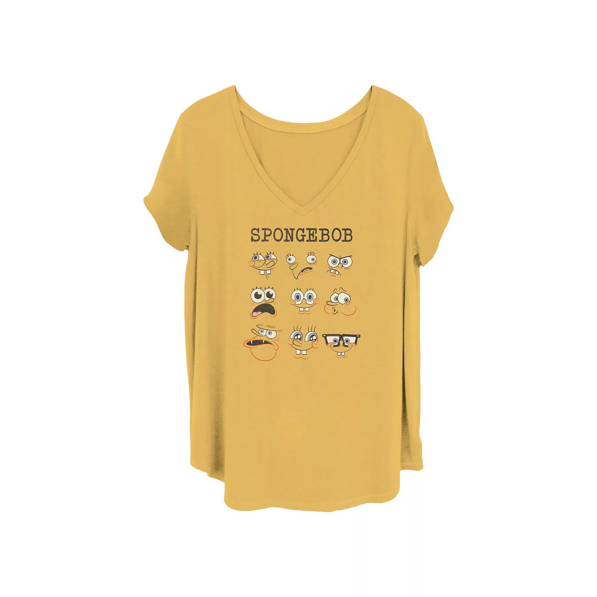 Juniors' Plus Size SpongeBob SquarePants Expressions Graphic Tee, Women's, Size: 1XL, Grey Gray Product Image