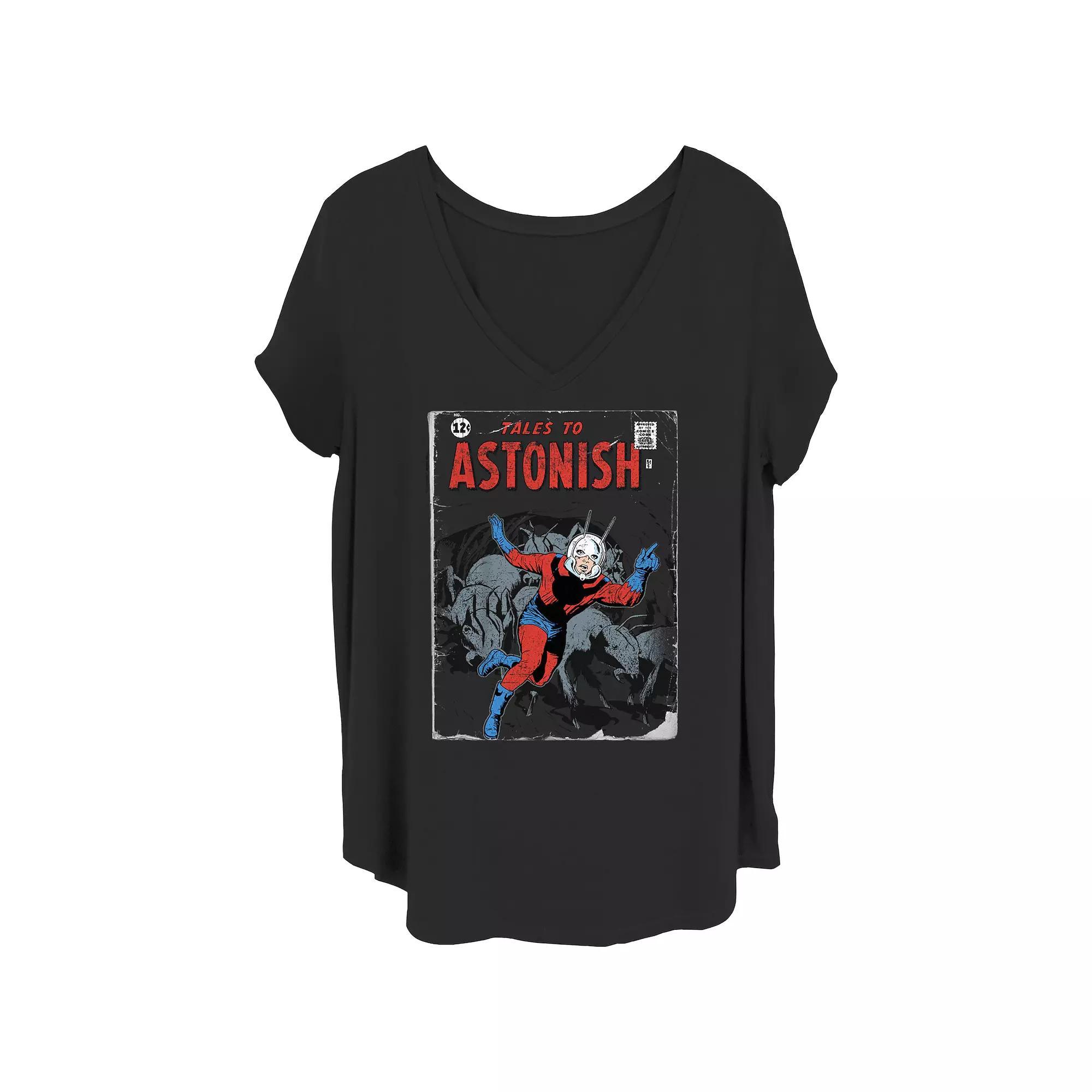 Juniors' Plus Size Ant-Man Vintage Distressed Comic Cover Graphic Tee, Girl's, Size: 3XL, Black Product Image