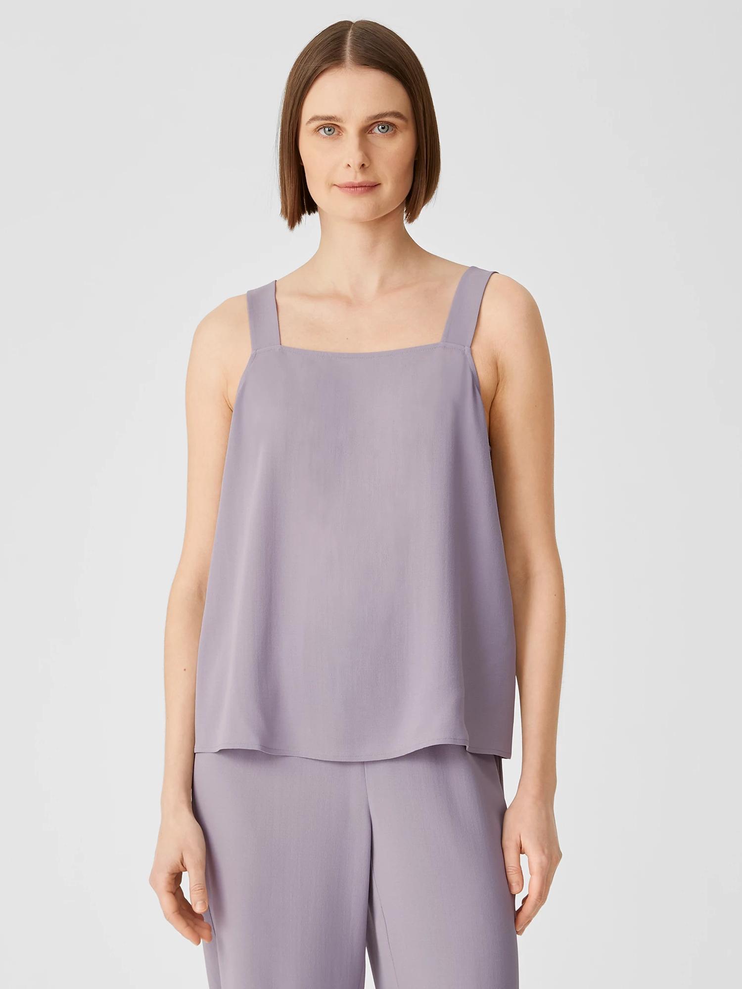 Silk Georgette Crepe Square Neck Tank Product Image