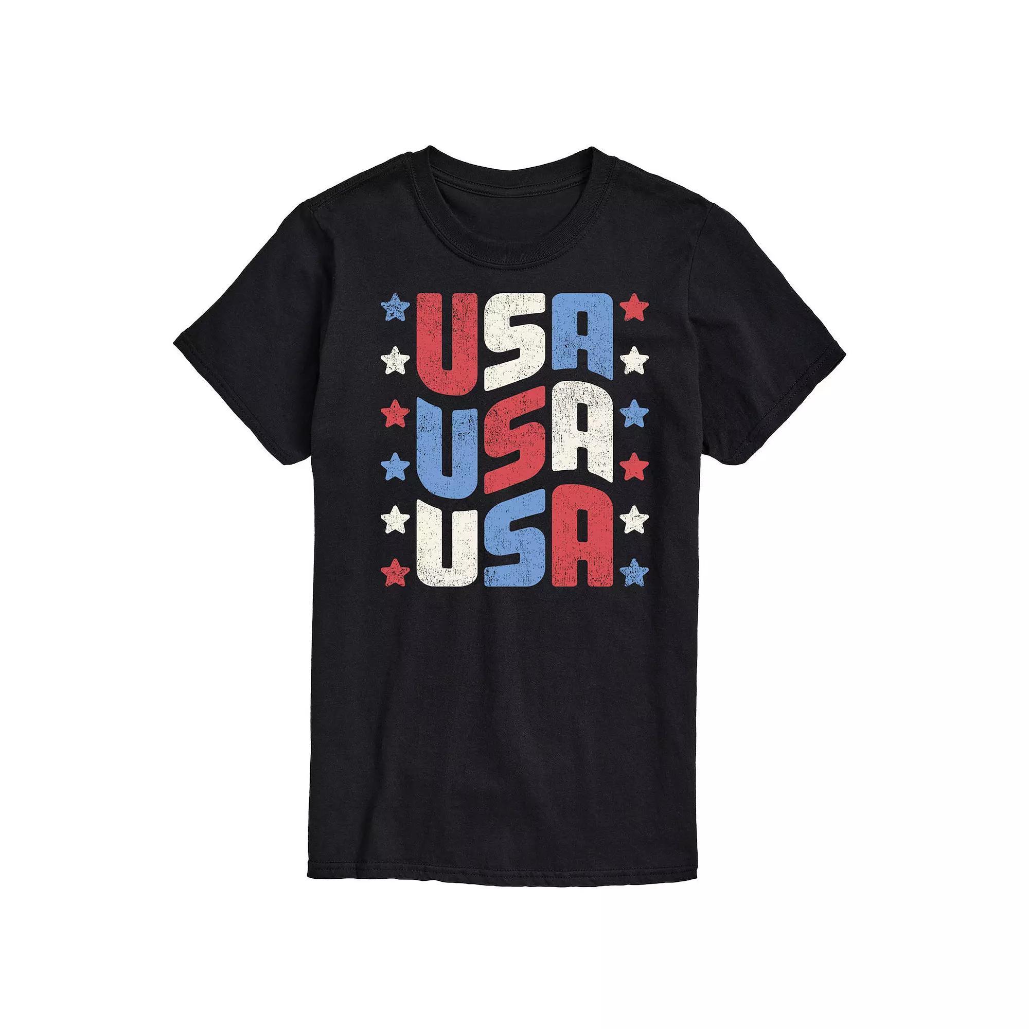 Men's USA Stacked Graphic Tee., Size: XXL, Black Product Image