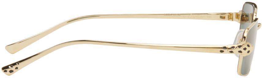 CARTIER Gold Rectangular Sunglasses In Gold-gold-green Product Image