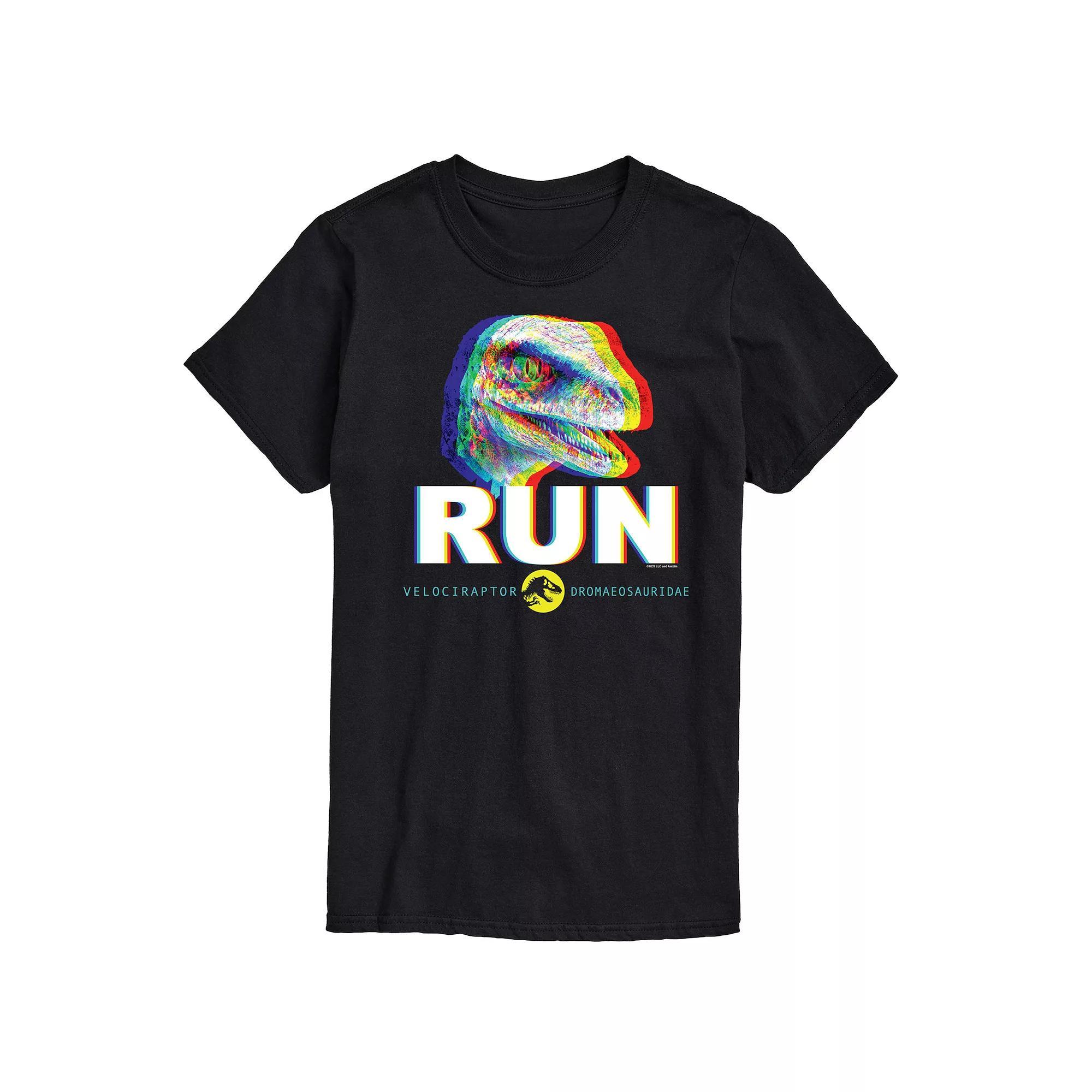 Mens Jurassic World run Glitch Velociraptor Graphic Tee Product Image