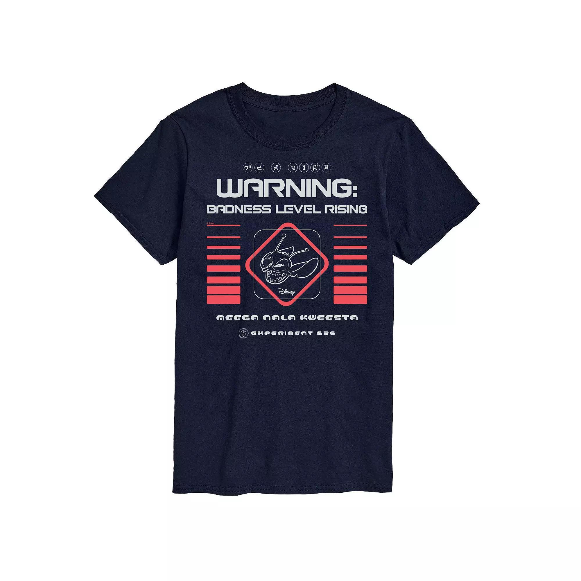 Disneys Lilo & Stitch Big & Tall warning Graphic Tee, Mens Heather Grey Product Image