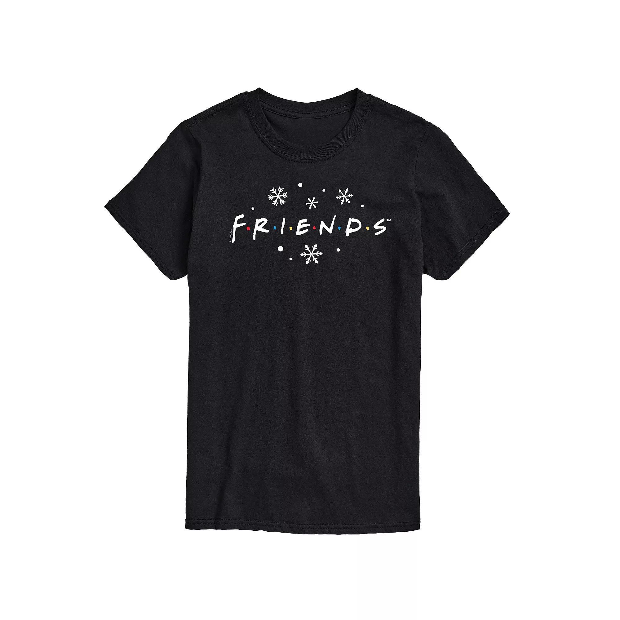 Mens Friends Logo Snowflakes Graphic Tee Product Image