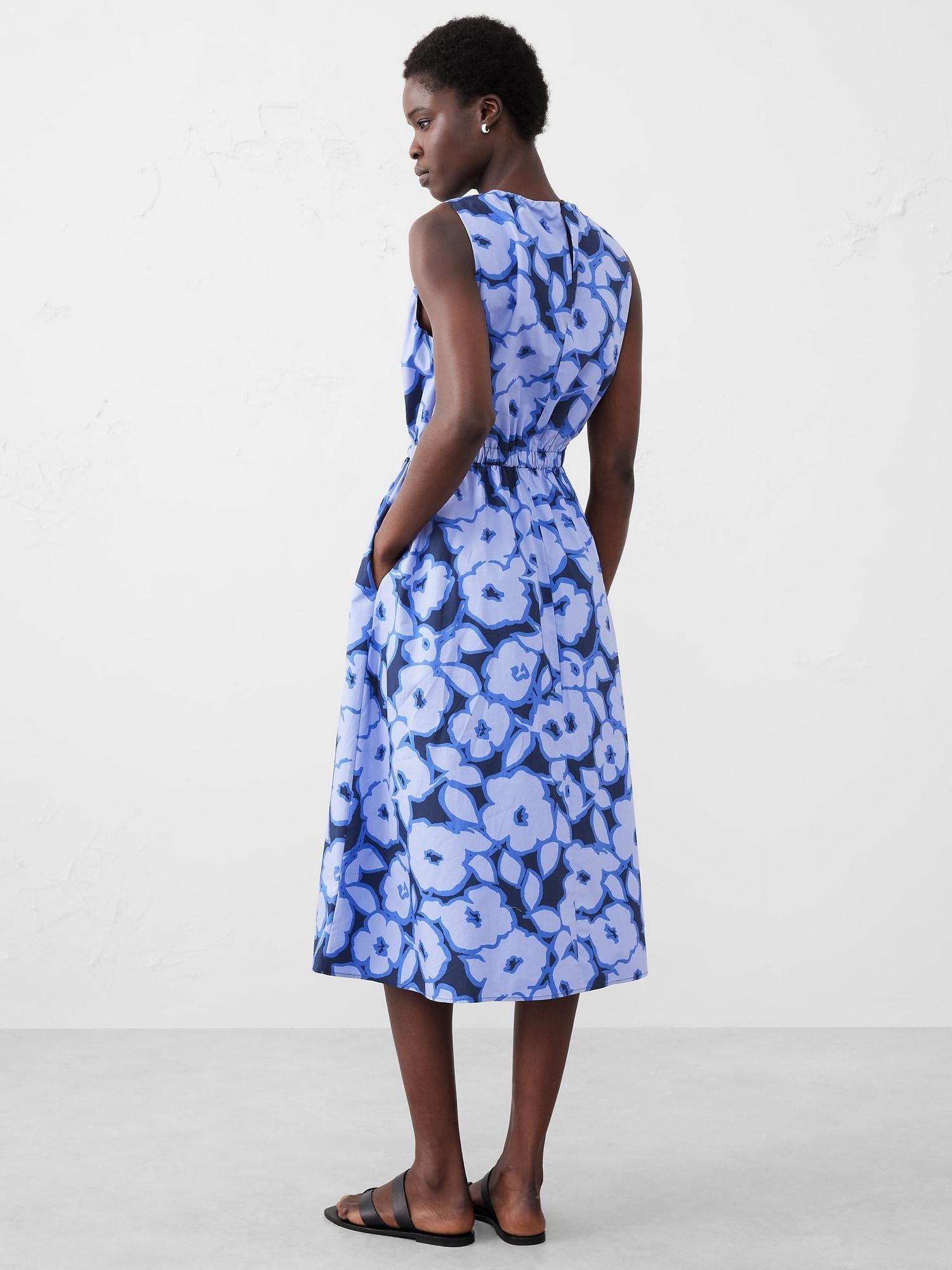 Gathered Elastic-Waist Midi Dress Product Image