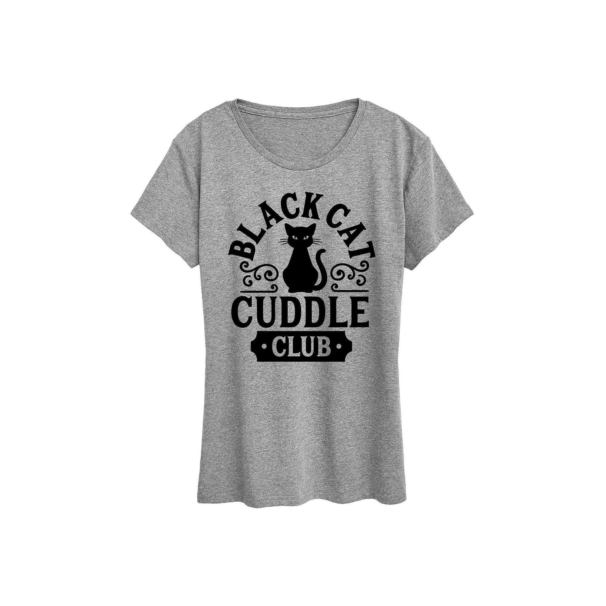 Women's Black Cat Cuddle Club Halloween Tee, Girl's, Size: Small, Gray Product Image