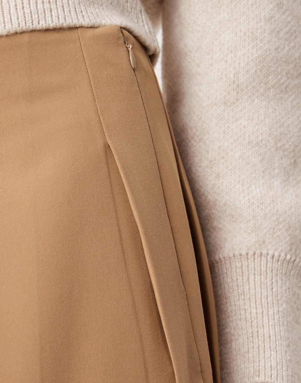 ASOS DESIGN tailored pleated mini skirt in camel Product Image