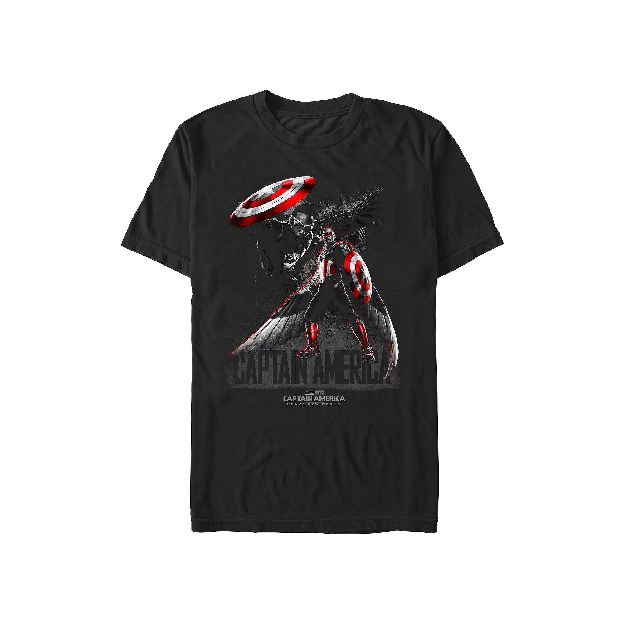 Big & Tall Marvel Captain America Brave New World Poster Graphic Tee, Men's, Size: 4XL Tall, Black Product Image