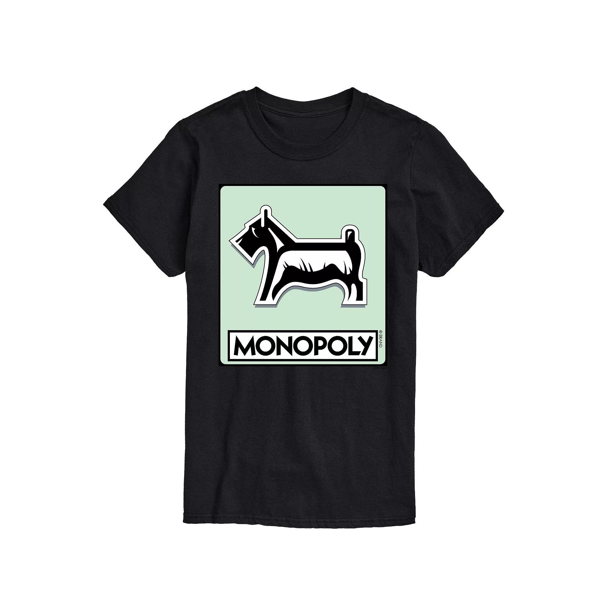 Men's Monopoly Dog Token Graphic Tee, Size: Large, Black Product Image