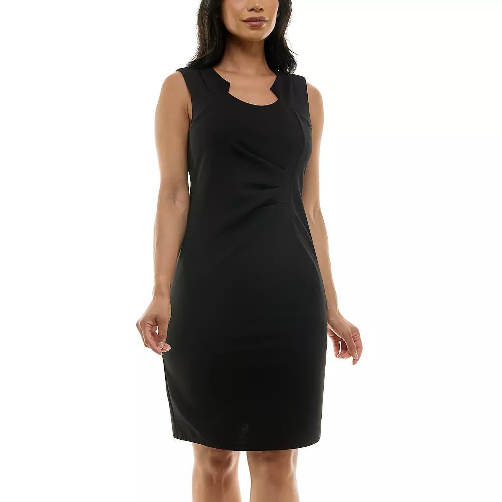Women's Nina Leonard Envelope Neckline Sheath Midi Dress, Size: XL, Black Product Image