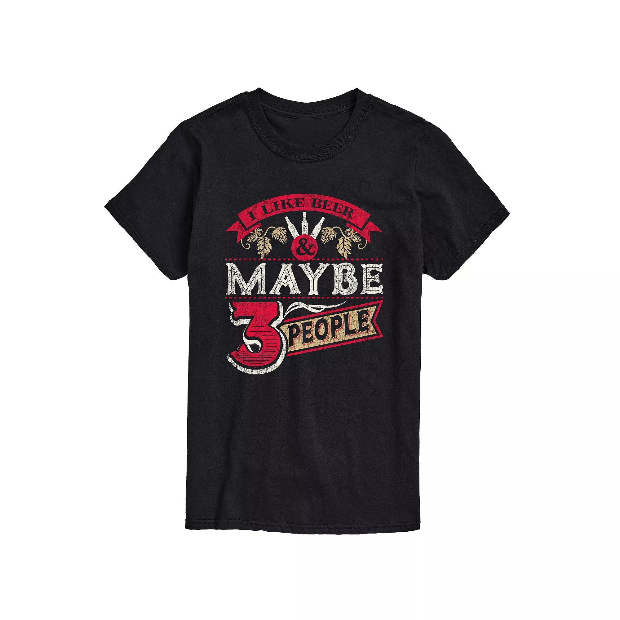 Men's Like Beer Maybe 3 People Tee, Size: Large, Black Product Image