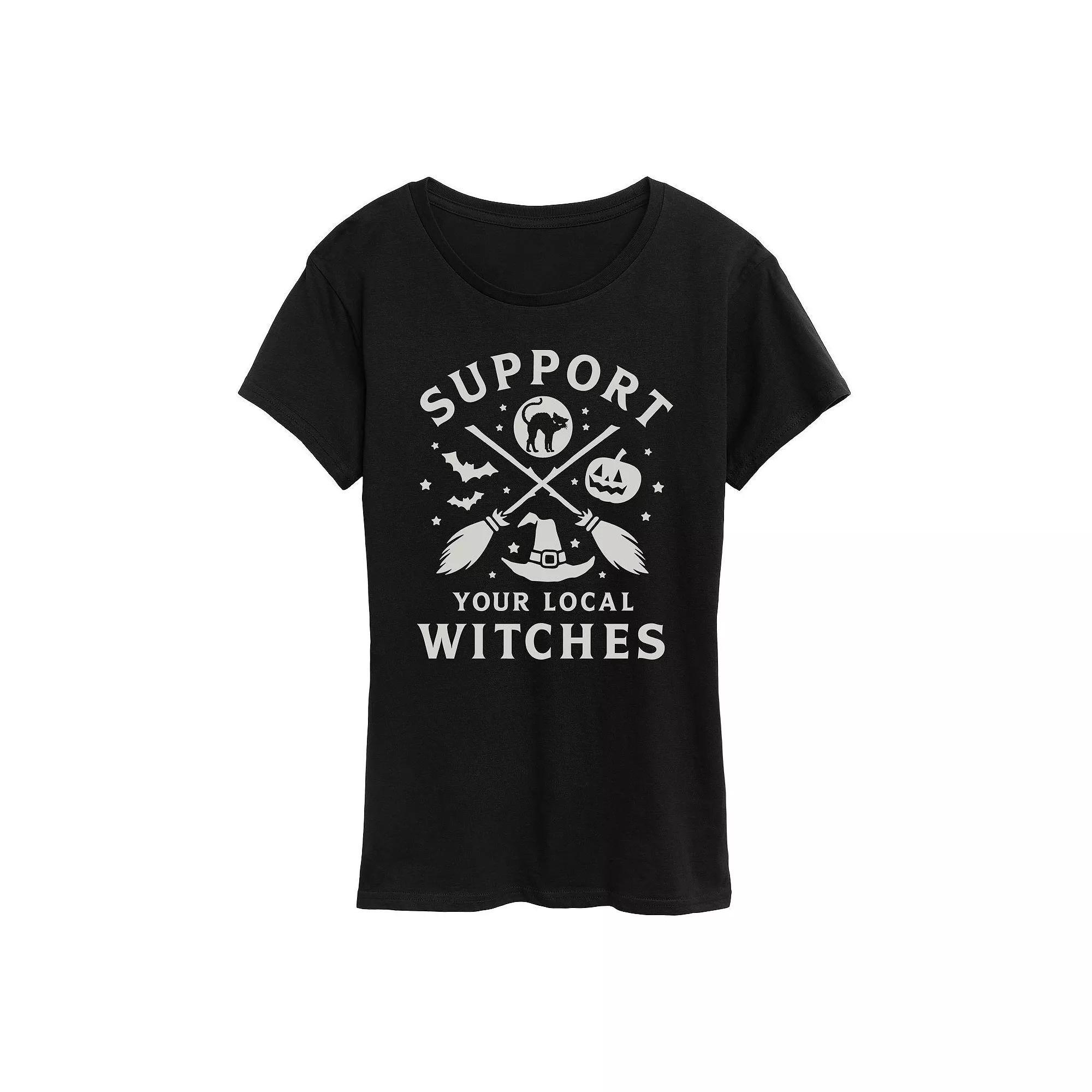 Womens Support Your Local Witches Halloween Tee, Girls Product Image