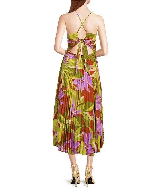 ASTR The Label Blythe Floral Print V-Neck Sleeveless Midi Dress Product Image