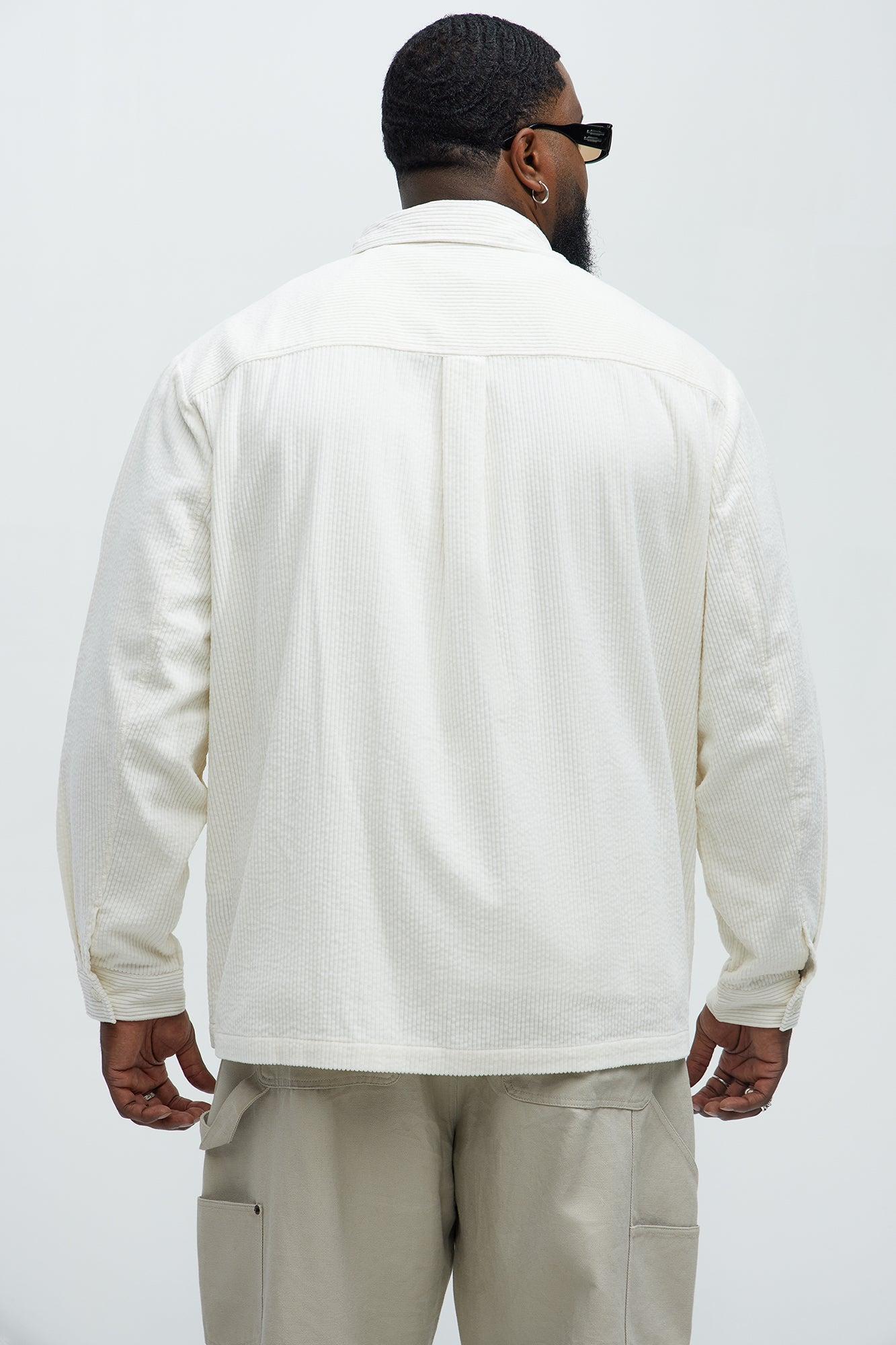 Corduroy Pocket Button Up Shirt - Off White Product Image
