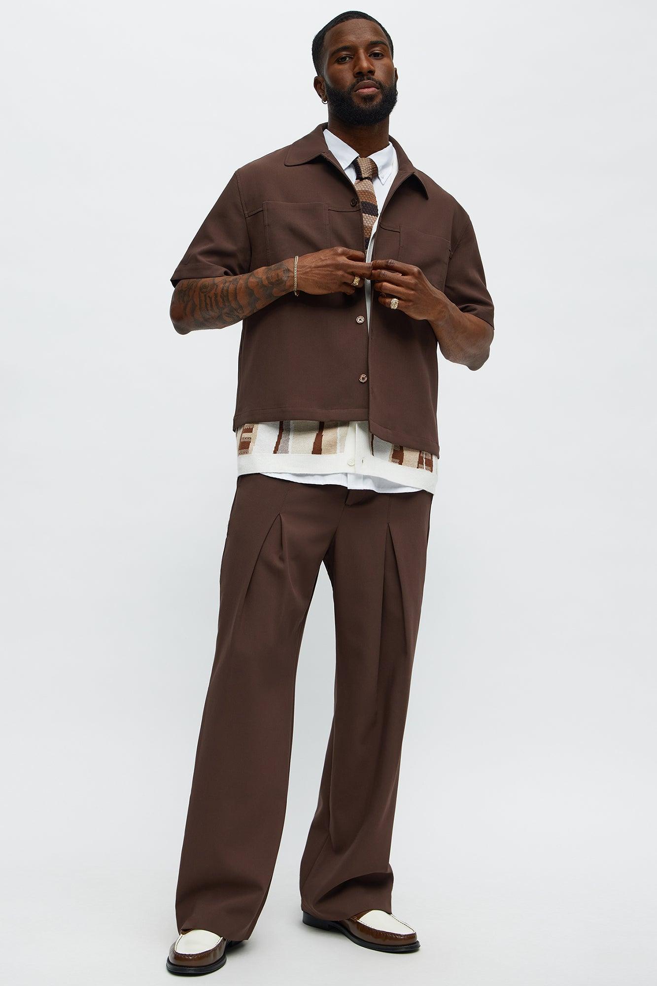 Cropped Ronan Weekender Button Up Shirt - Brown Product Image