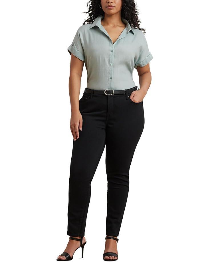 Plus Size Linen Dolman-Sleeve Shirt Product Image