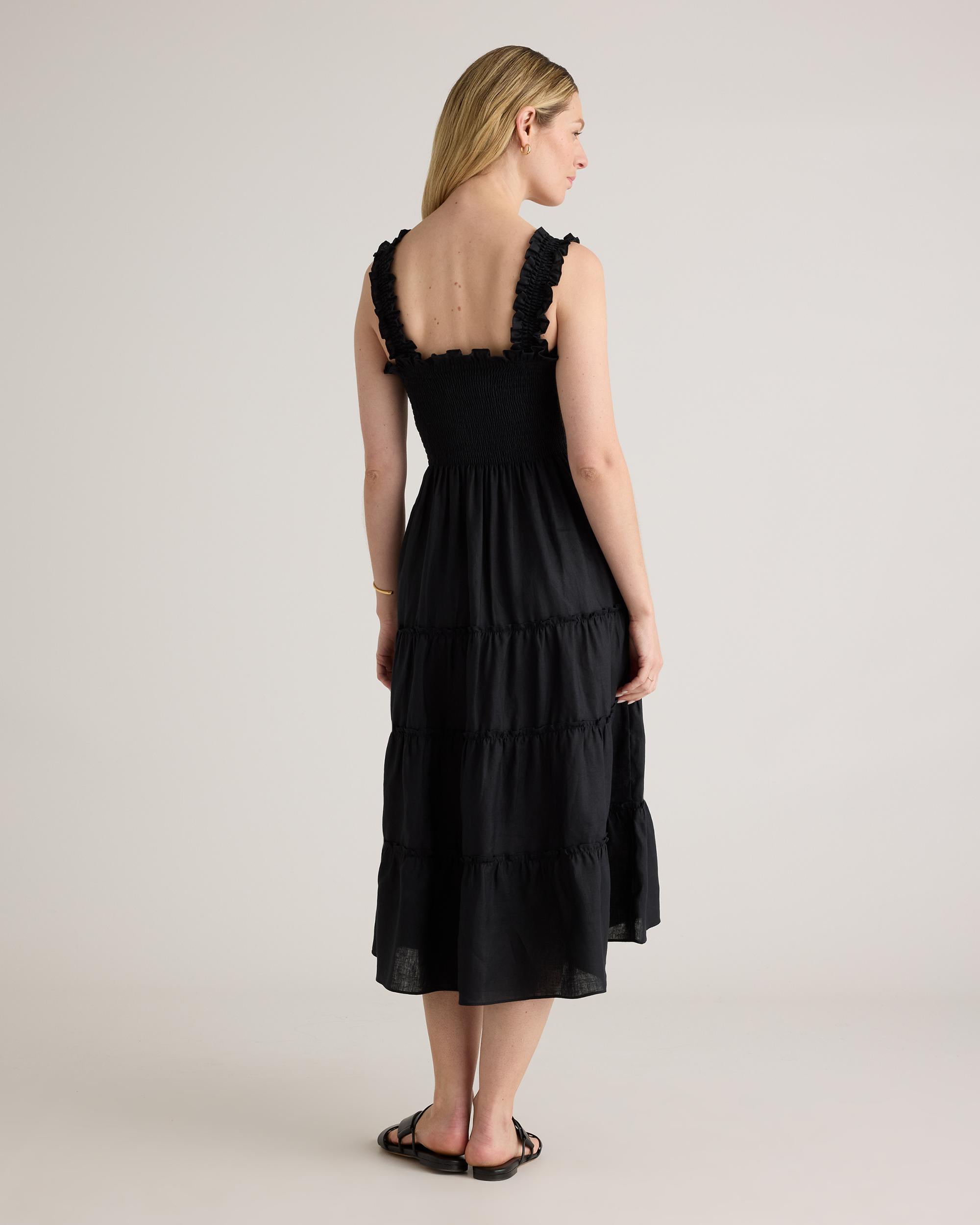 Quince | Women's 100% European Linen Smocked Midi Dress Size XS Product Image