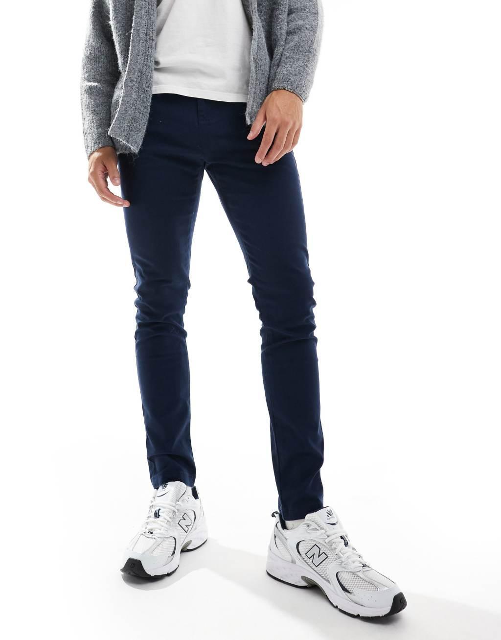 ASOS DESIGN skinny chinos in navy Product Image