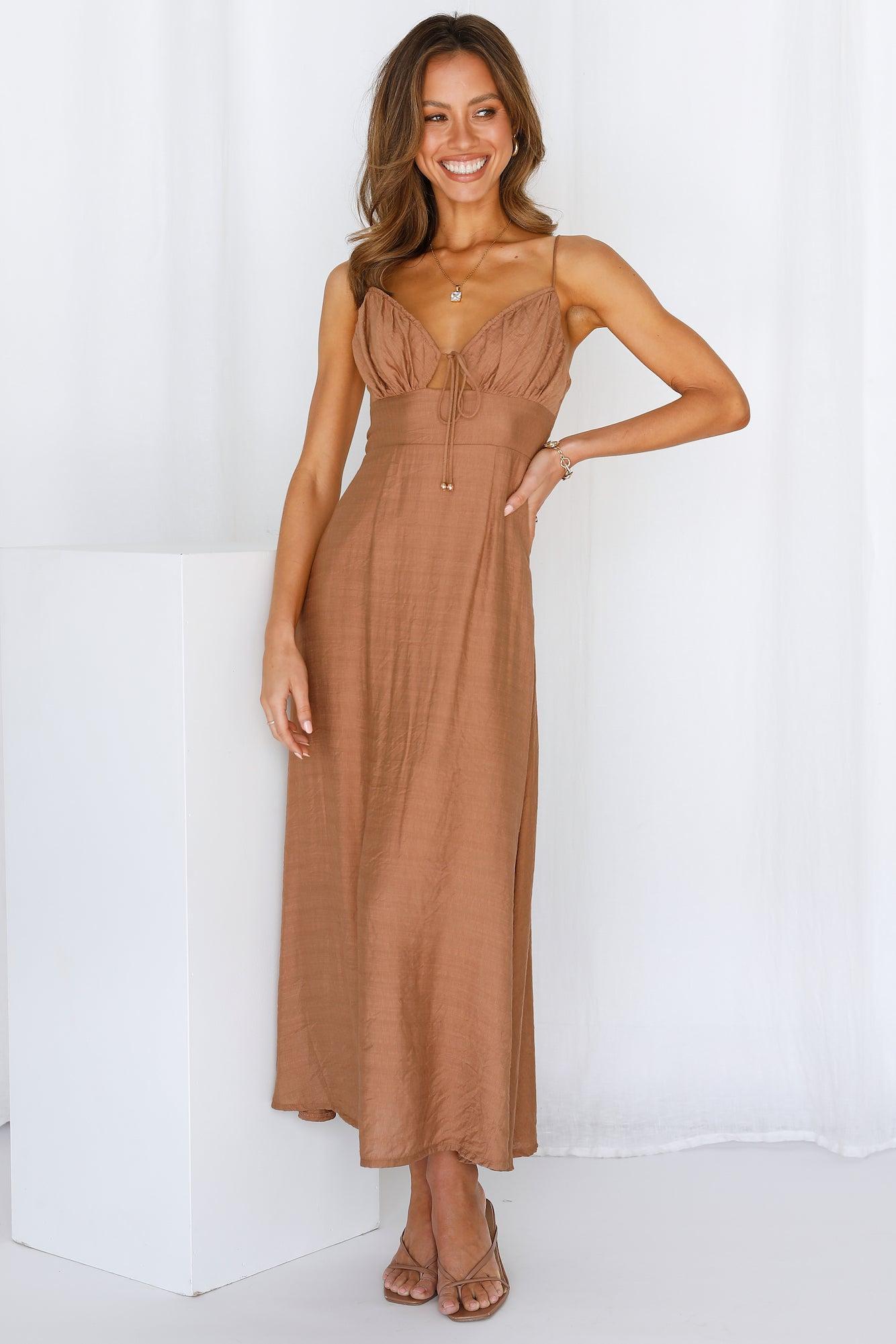 Summertime Hearts Maxi Dress Tan Product Image