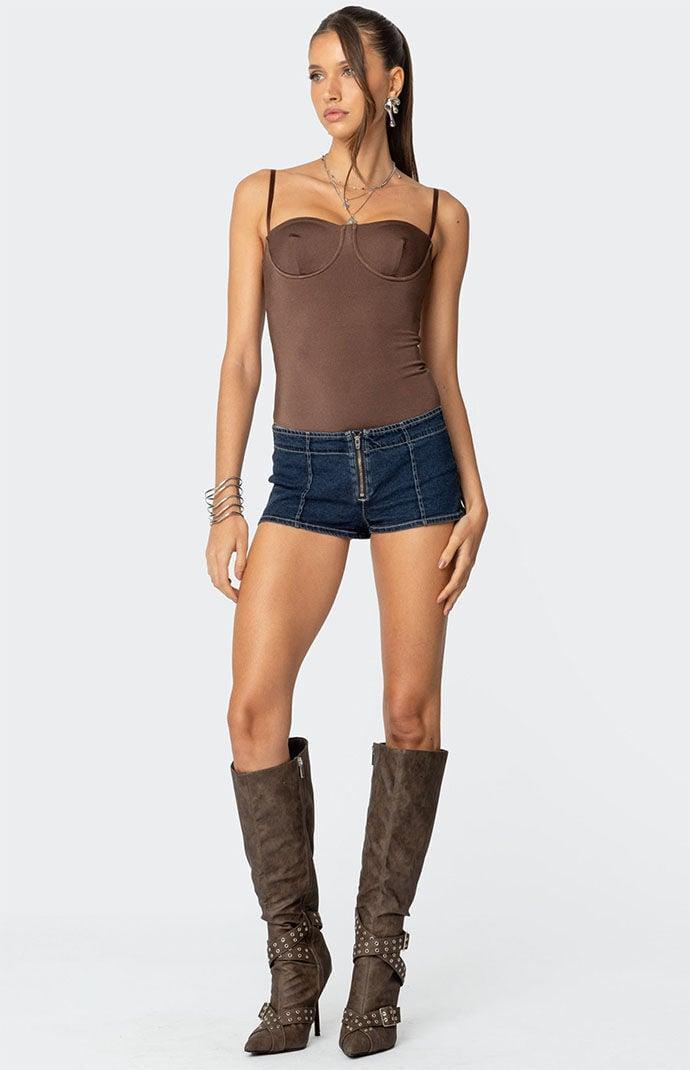 Edikted Women's Laurel Shiny Cupped Bodysuit Product Image