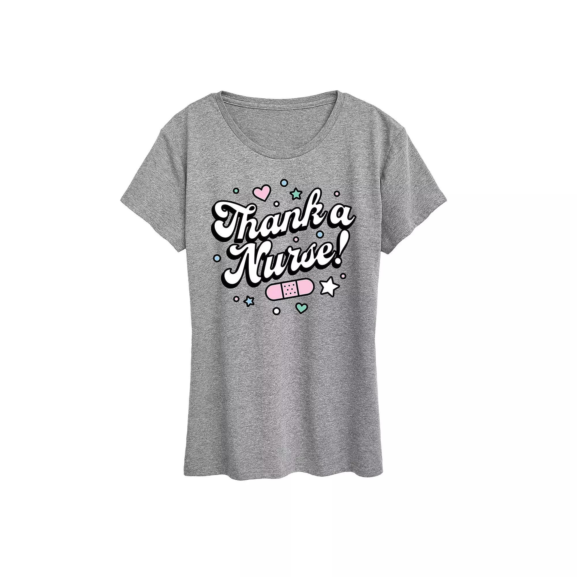 Womens Thank A Nurse Graphic Tee Grey Gray Product Image