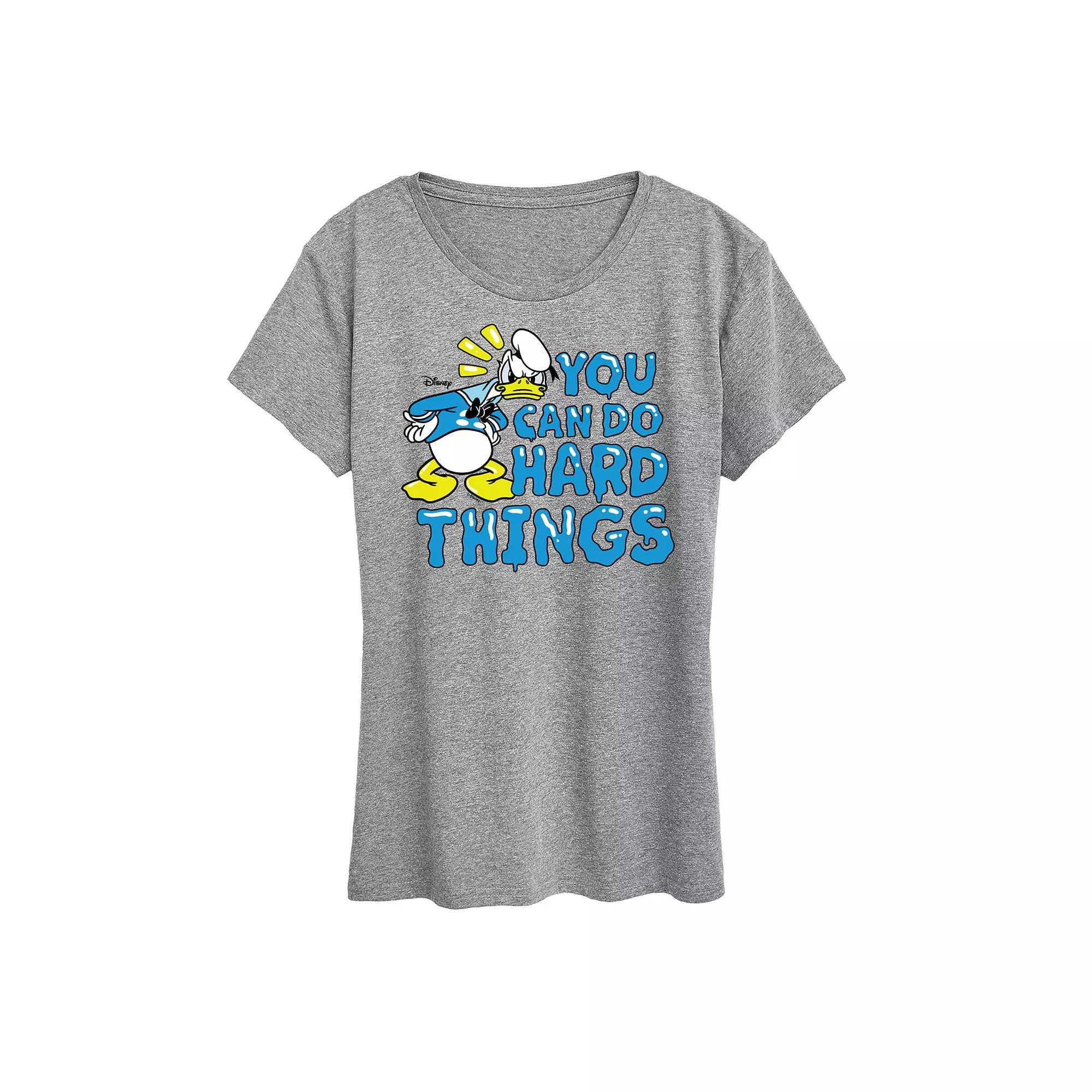 Disneys Donald Duck Womens You Can Do Hard Things Graphic Tee Grey Gray Product Image
