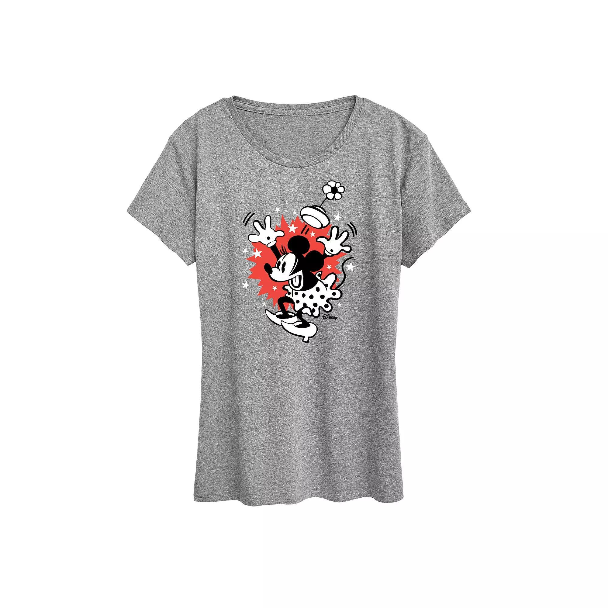 Disney's Minnie Mouse Surprise Graphic Tee, Women's, Size: XL, Grey Royal Blue Product Image