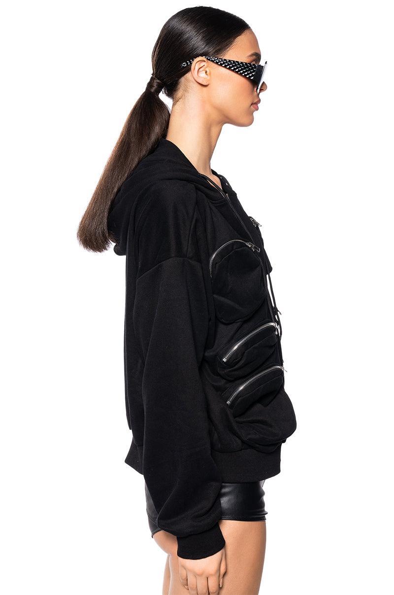 DEEP POCKETS ZIP UP HOODED SWEATSHIRT Product Image