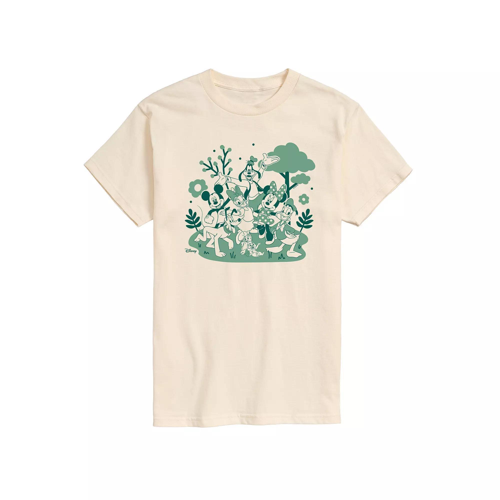 Disneys Mickey Mouse & Friends Mens Green Character Group Graphic Tee Product Image