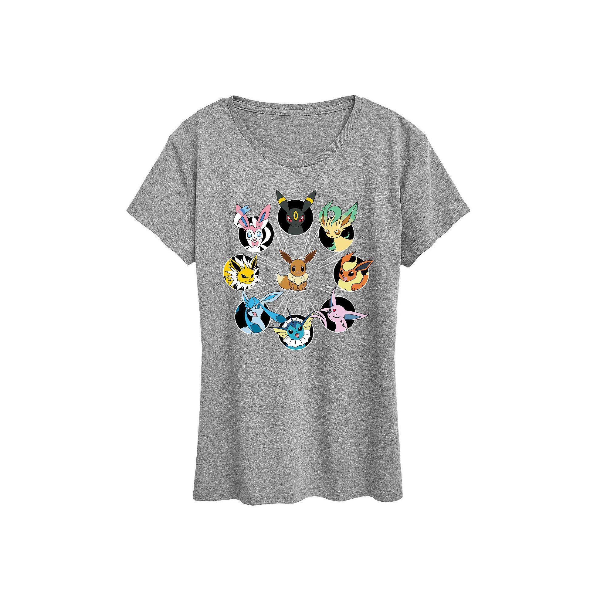 Womens Pokemon Eevee Evolution Graphic Tee Grey Gray Product Image