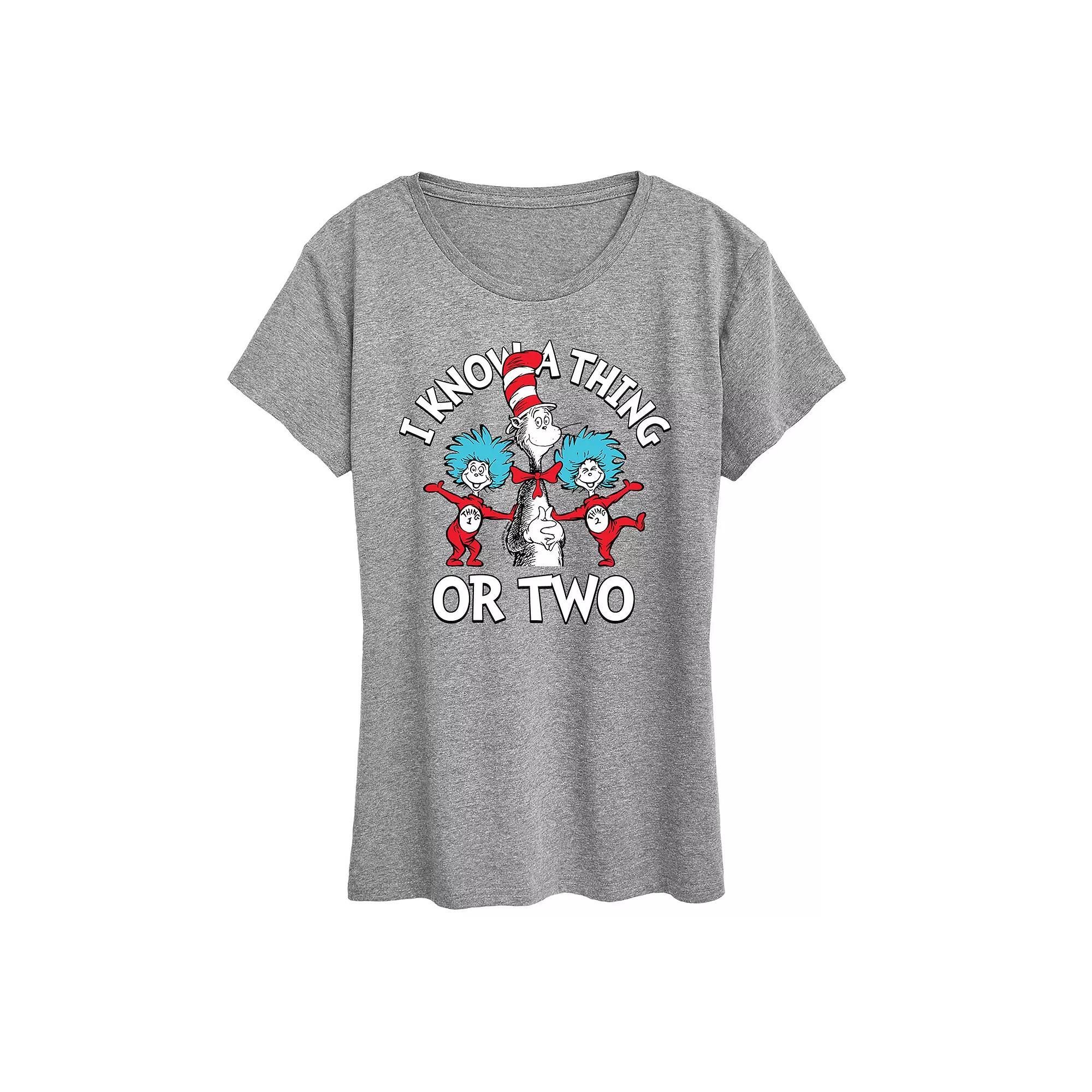 Womens Dr. Seuss I Know A Thing Or Two Graphic Tee, Girls Grey Gray Product Image