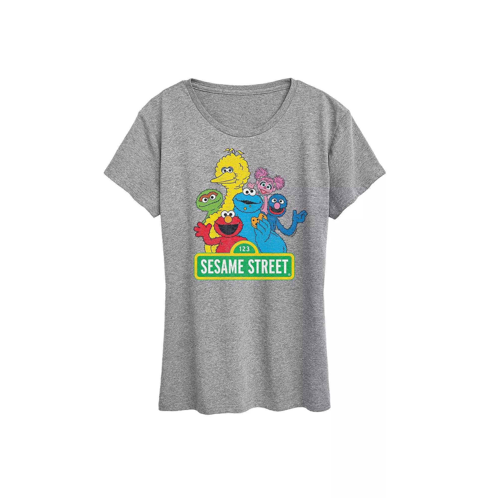 Womens Sesame Street Vintage Group Graphic Tee Grey Gray Product Image