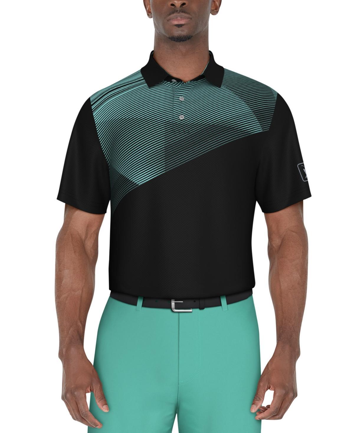 Pga Tour Mens Classic-Fit Stretch Performance Asymmetrical Geo-Print Golf Polo Shirt Product Image