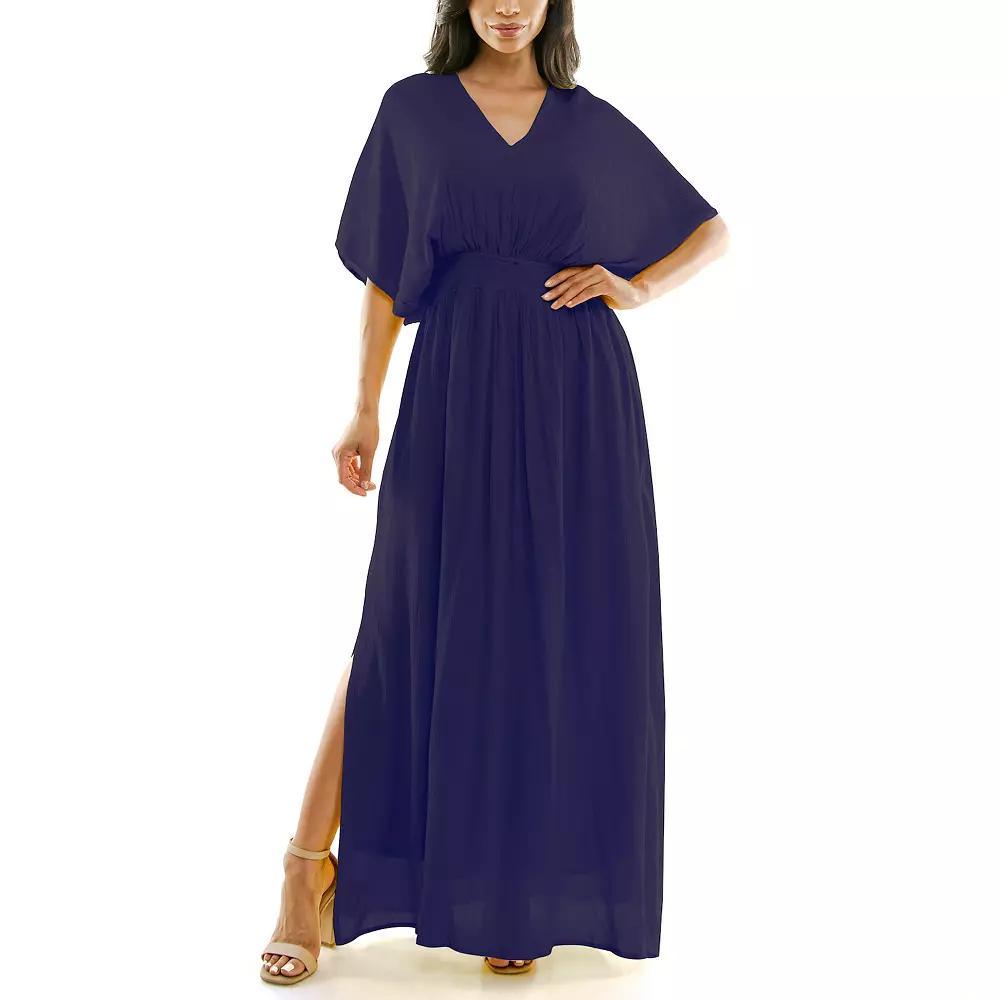 Women's Nina Leonard Smocked Maxi Dress, Size: Large, Bright Green Product Image