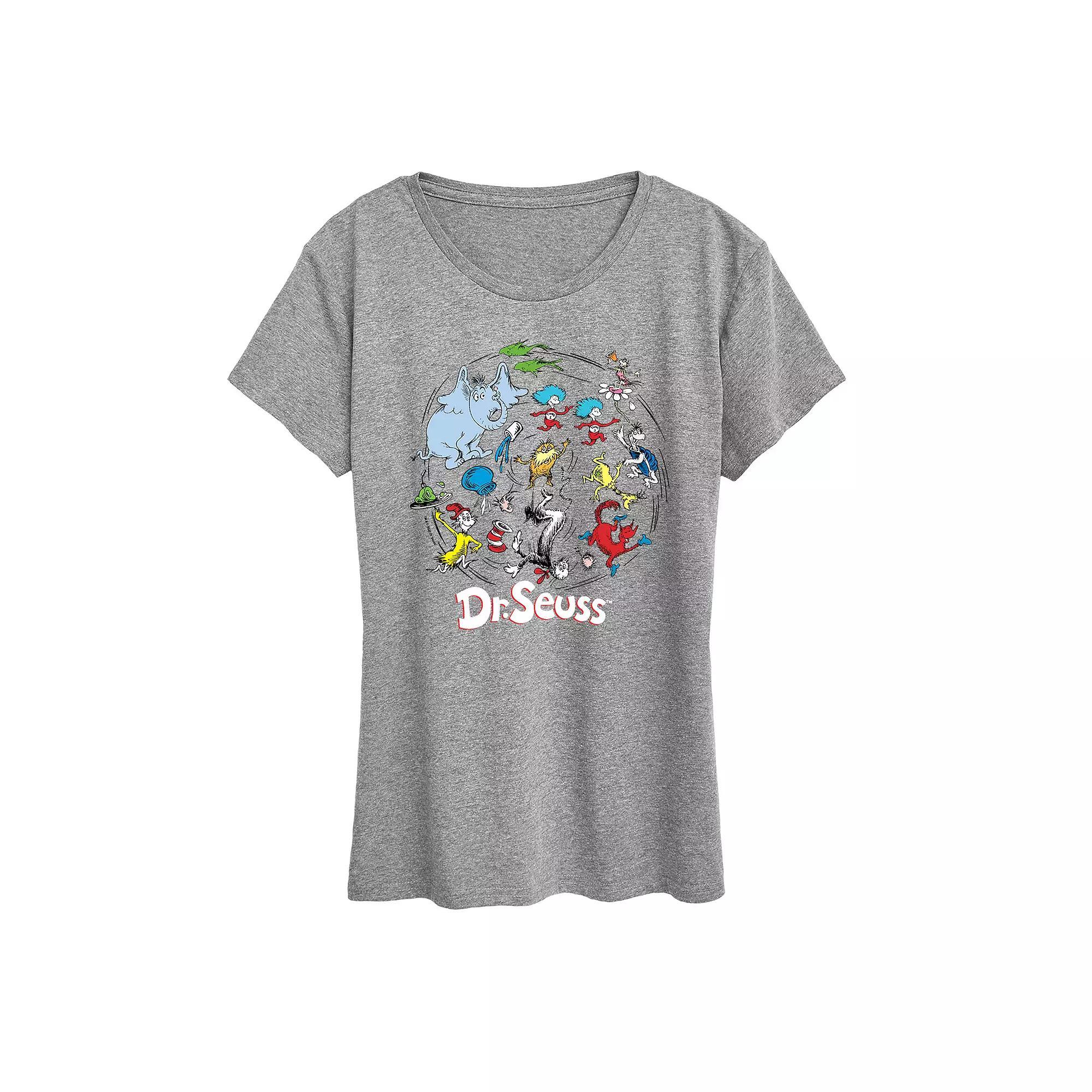 Women's Dr. Seuss Pattern Graphic Tee, Girl's, Size: Small, Grey Gray Product Image