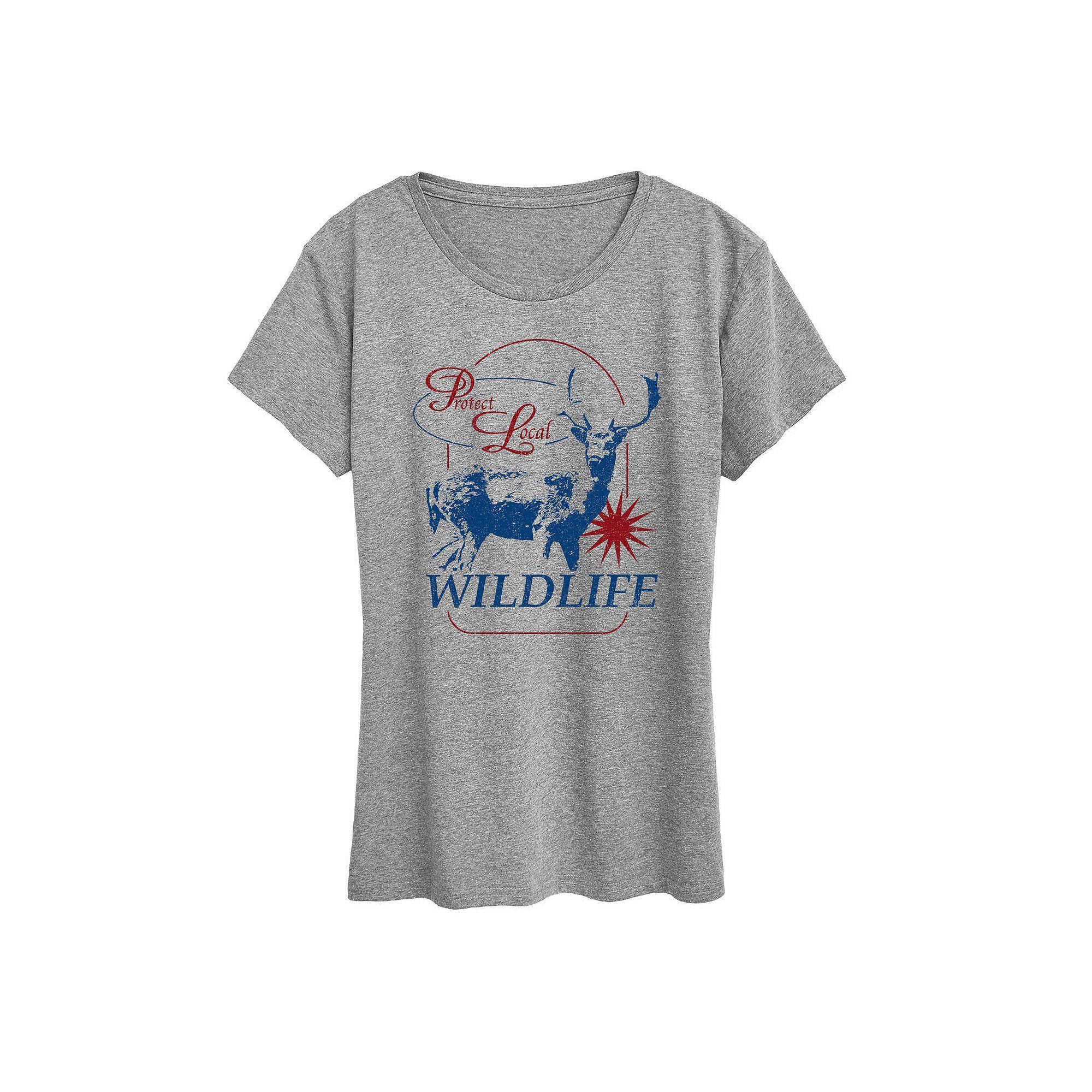 Womens Protect Local Wildlife Graphic Tee, Girls Grey Grey Product Image
