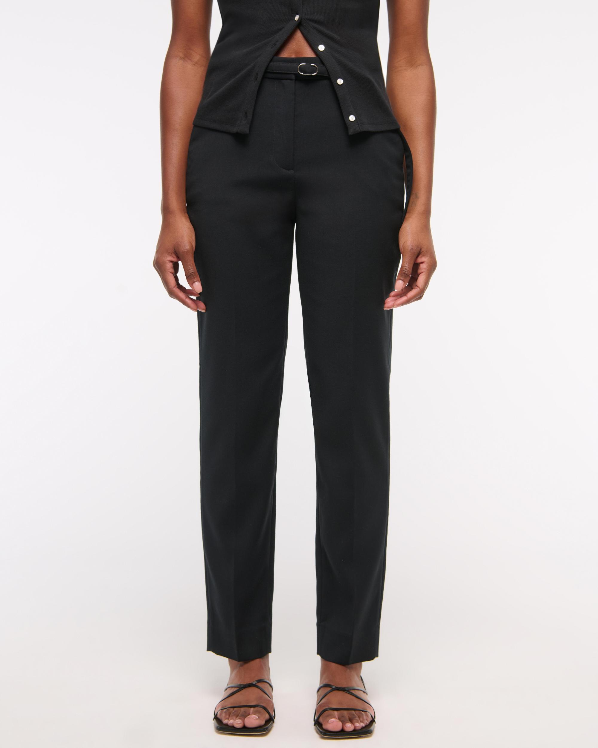 High Rise Belted Ankle Straight Pant Product Image