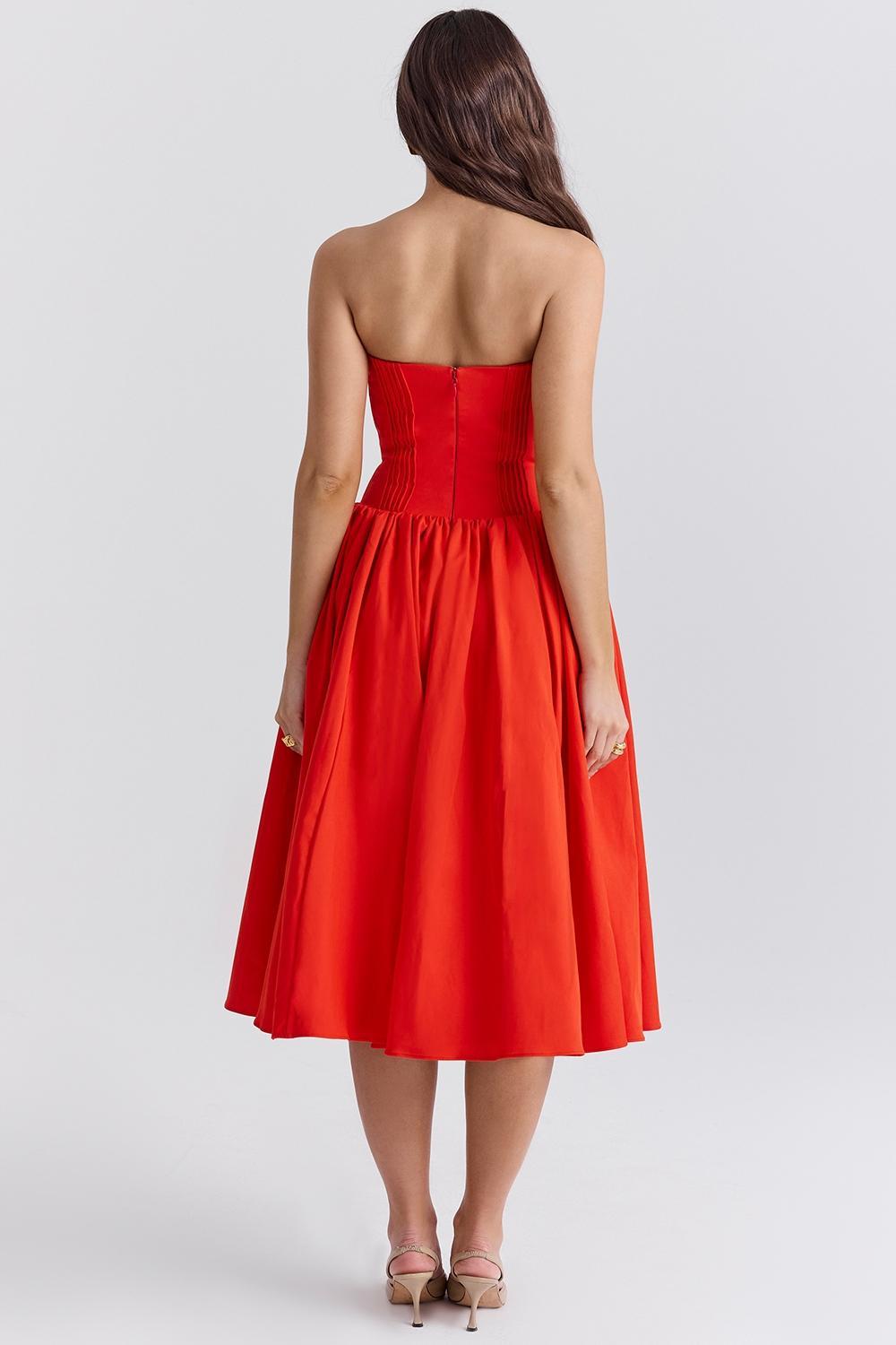 Mademoiselle Italian Rose Print Tulle Midi Dress Product Image