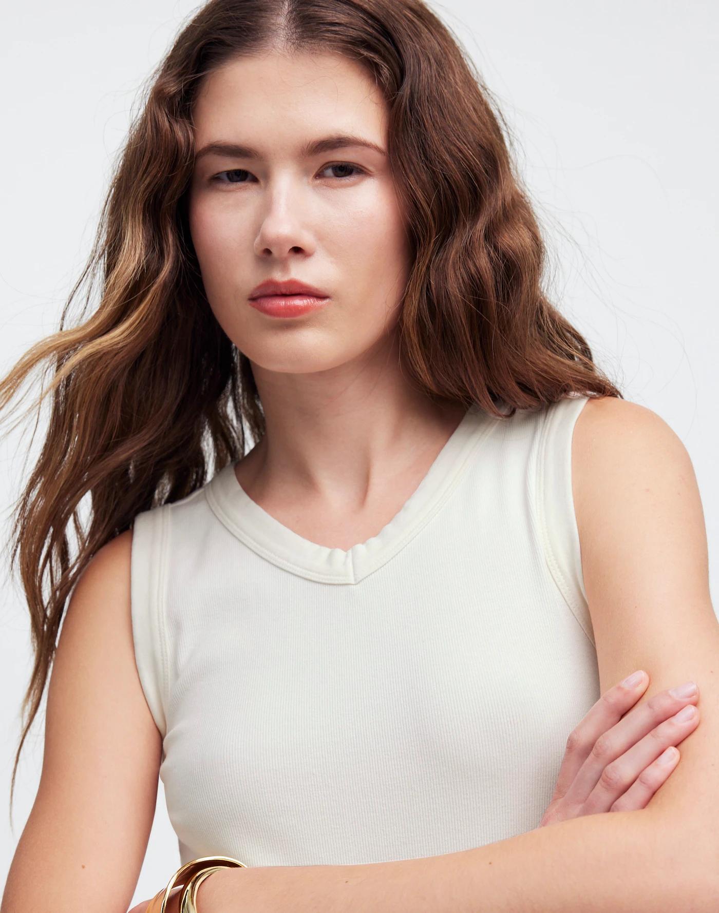 (Re)generative Cotton Ribbed High V-Neck Tank Product Image