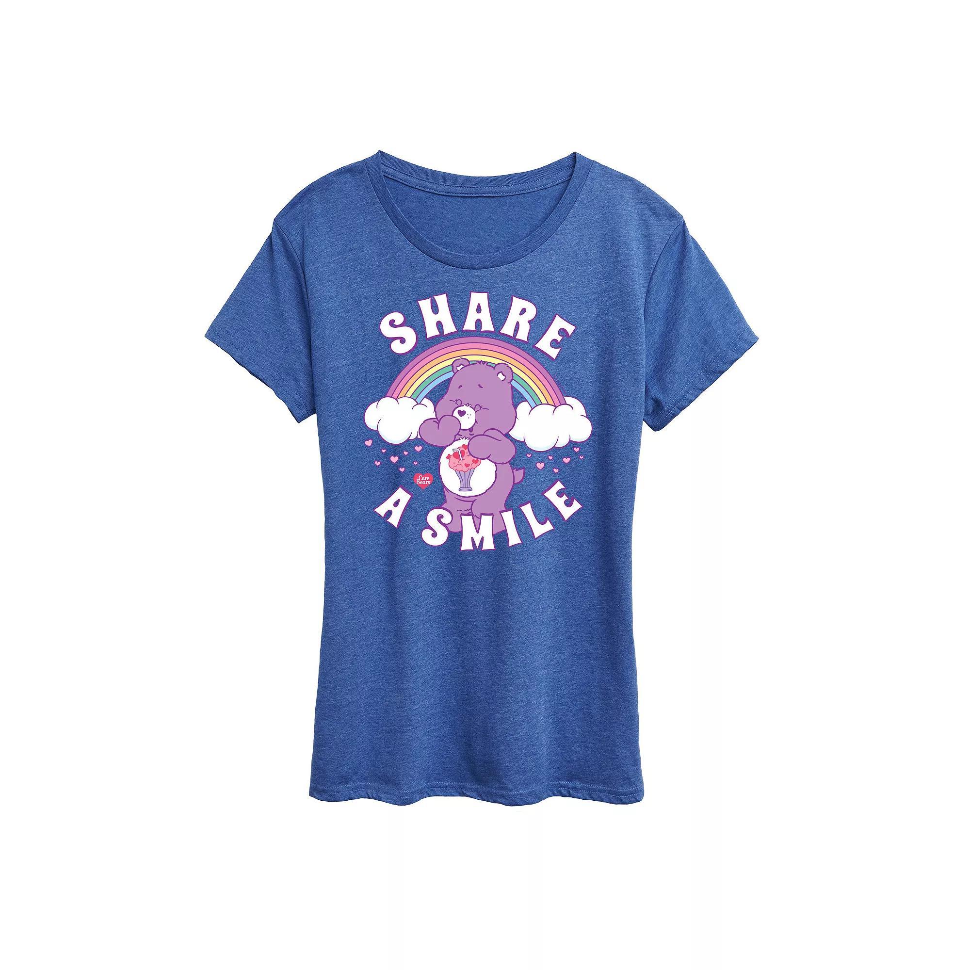 Womens Care Bears Share A Smile Graphic Tee, Girls Blue Product Image