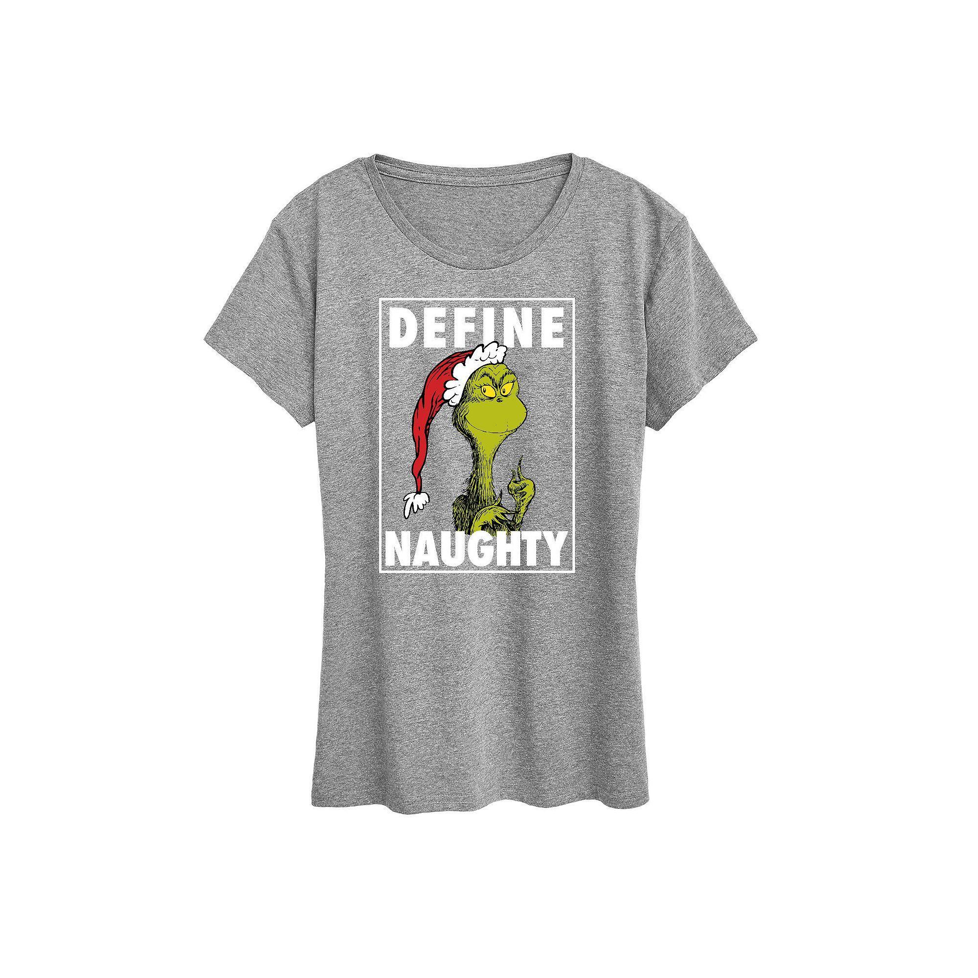 Women's Dr. Seuss The Grinch Define Naughty Graphic Tee, Girl's, Size: XXL, Grey Gray Product Image