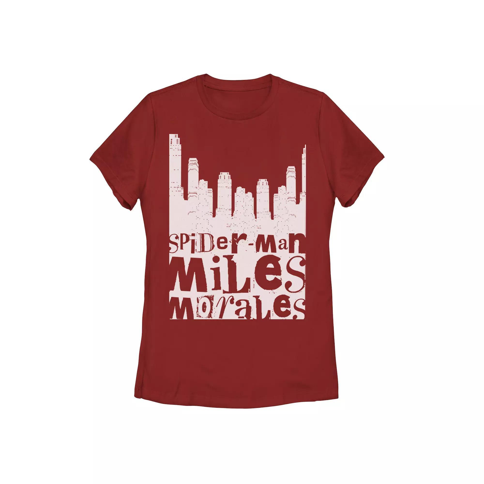 Juniors' Marvel Spider-Man Miles Morales City Skyline Tee, Girl's, Size: XXL, Red Product Image